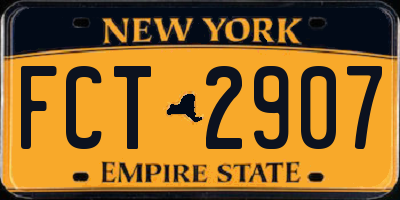 NY license plate FCT2907