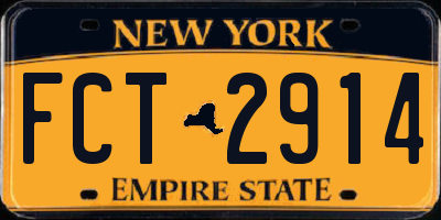 NY license plate FCT2914