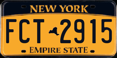 NY license plate FCT2915