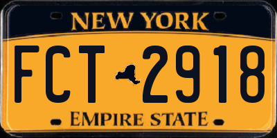 NY license plate FCT2918