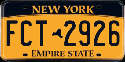 NY license plate FCT2926