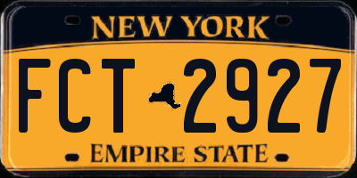 NY license plate FCT2927