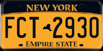 NY license plate FCT2930
