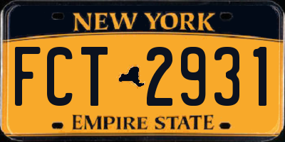 NY license plate FCT2931