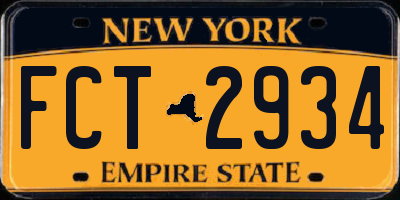 NY license plate FCT2934
