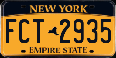 NY license plate FCT2935