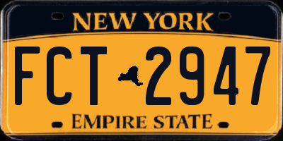 NY license plate FCT2947