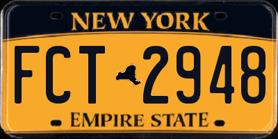 NY license plate FCT2948