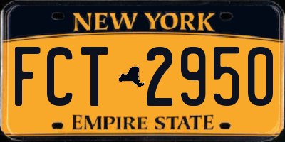 NY license plate FCT2950