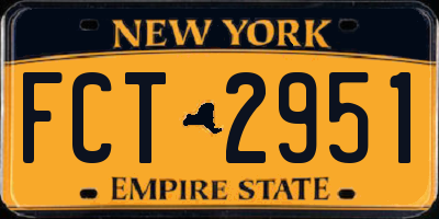 NY license plate FCT2951
