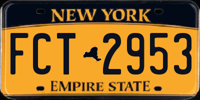 NY license plate FCT2953