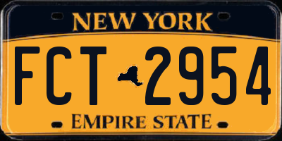 NY license plate FCT2954