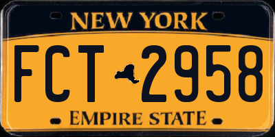NY license plate FCT2958