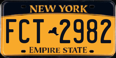 NY license plate FCT2982
