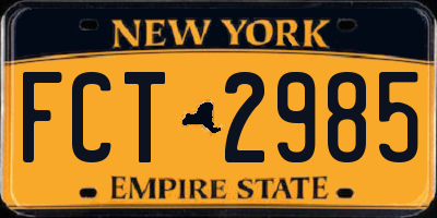 NY license plate FCT2985