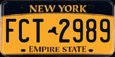 NY license plate FCT2989