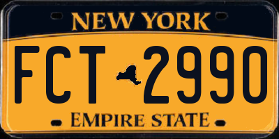 NY license plate FCT2990