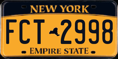 NY license plate FCT2998
