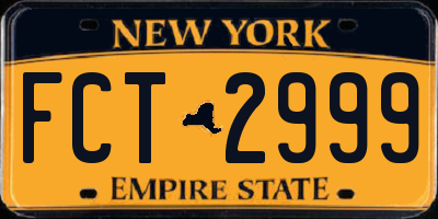 NY license plate FCT2999