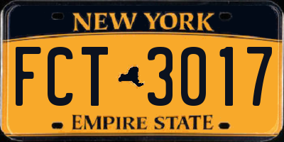 NY license plate FCT3017