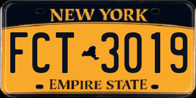 NY license plate FCT3019