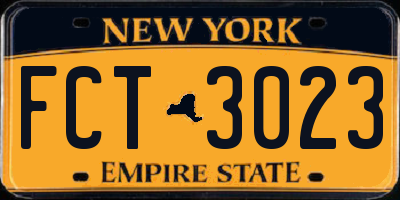 NY license plate FCT3023