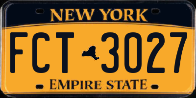 NY license plate FCT3027