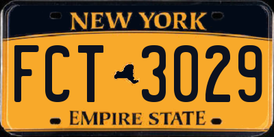 NY license plate FCT3029