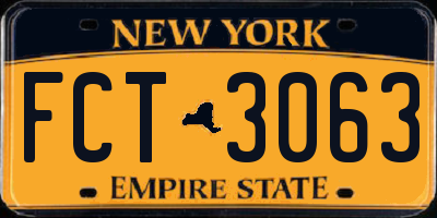 NY license plate FCT3063