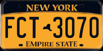 NY license plate FCT3070