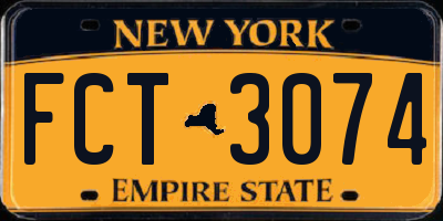 NY license plate FCT3074