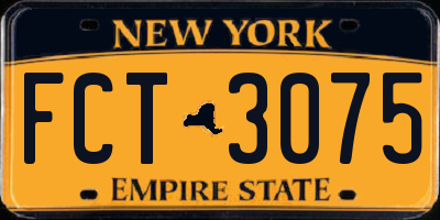 NY license plate FCT3075