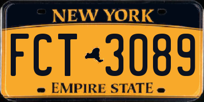NY license plate FCT3089