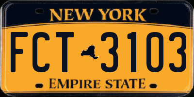 NY license plate FCT3103