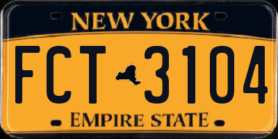 NY license plate FCT3104