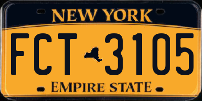 NY license plate FCT3105