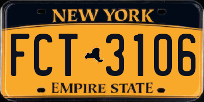 NY license plate FCT3106