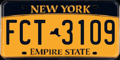 NY license plate FCT3109