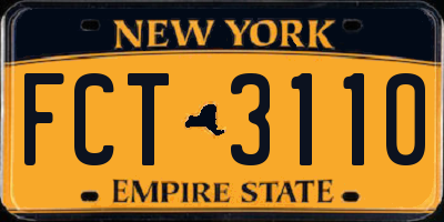 NY license plate FCT3110