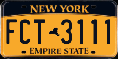 NY license plate FCT3111