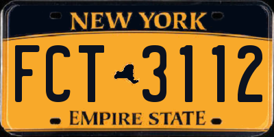 NY license plate FCT3112