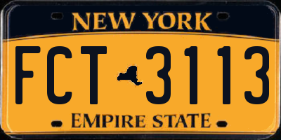 NY license plate FCT3113