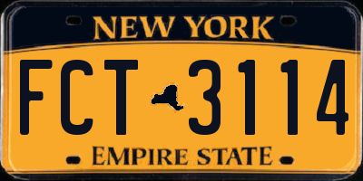 NY license plate FCT3114