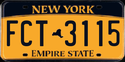 NY license plate FCT3115