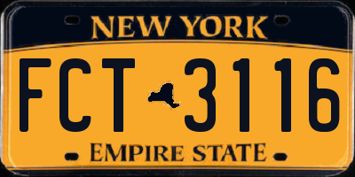 NY license plate FCT3116