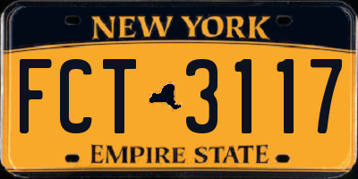 NY license plate FCT3117