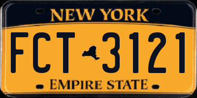 NY license plate FCT3121