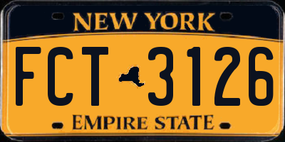 NY license plate FCT3126