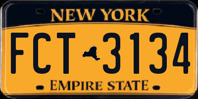 NY license plate FCT3134