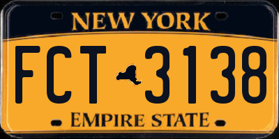 NY license plate FCT3138